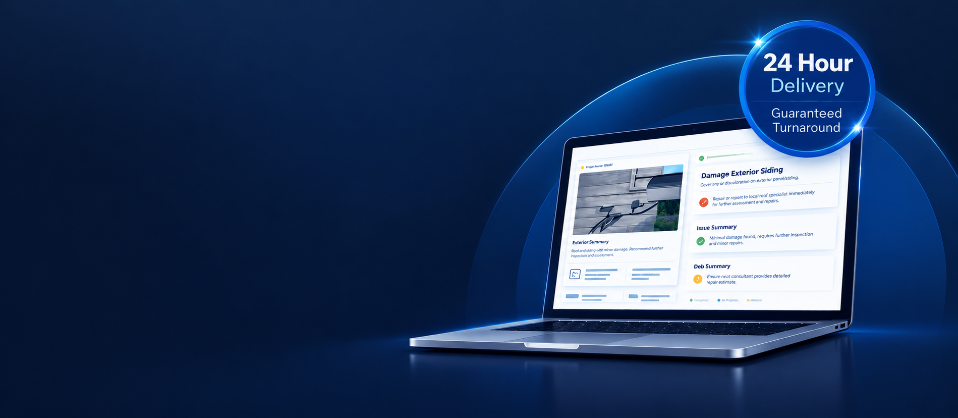 24 Hour Delivery - Inspection report on laptop